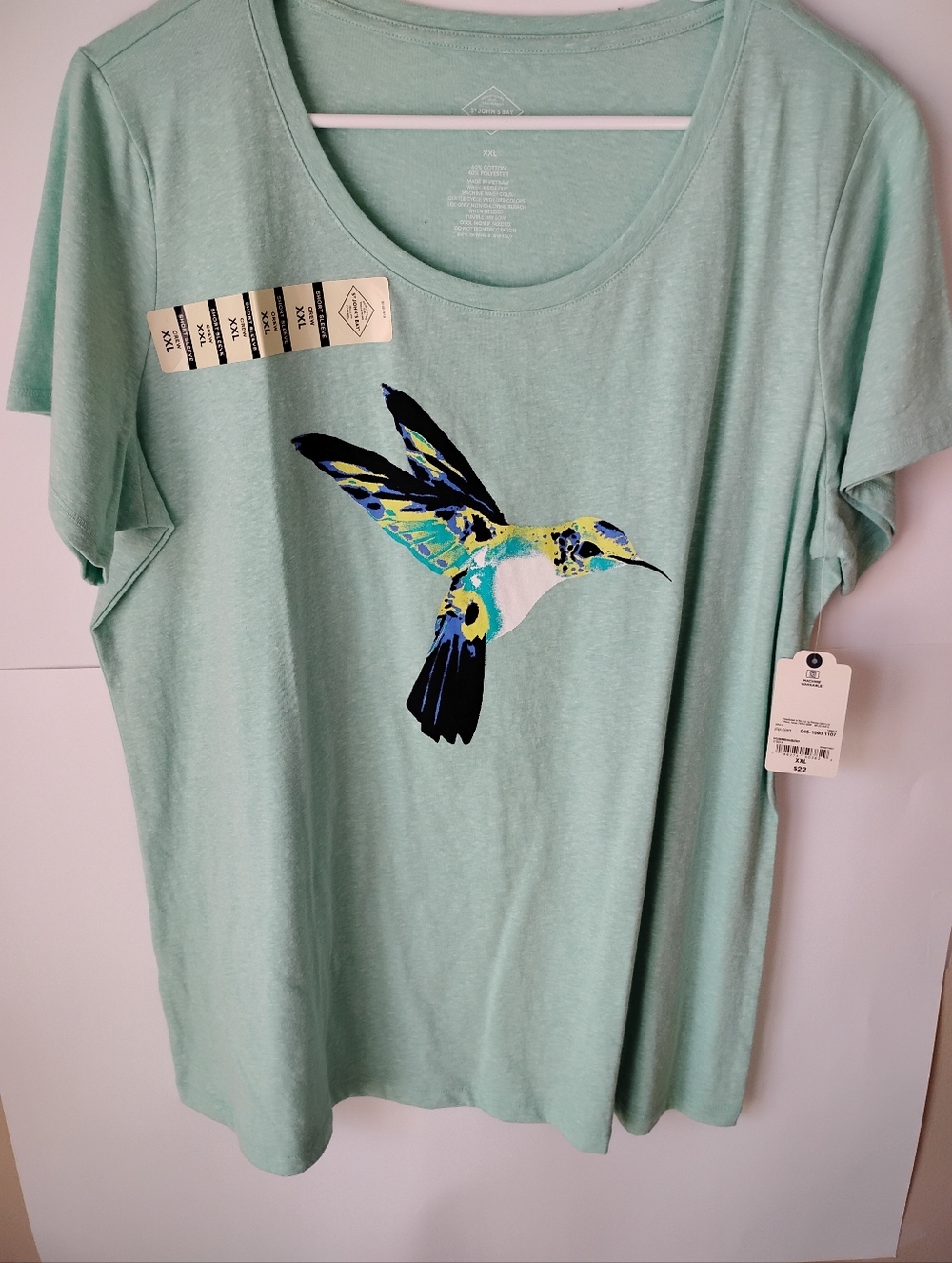 Light Green Hummingbird Graphic Short Sleeve Tee